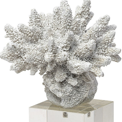 10" White Contempo Coral And Glass Sculpture