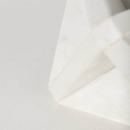 White Marble Geometric Square Sculpture