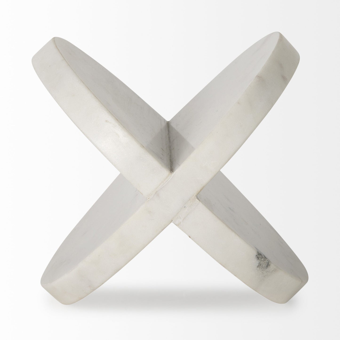 White Marble Geometric Circular Sculpture