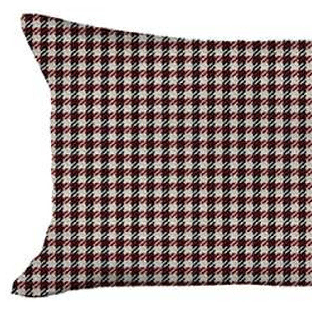 Set Of 4 Red Houndstooth Lumbar Pillow Covers