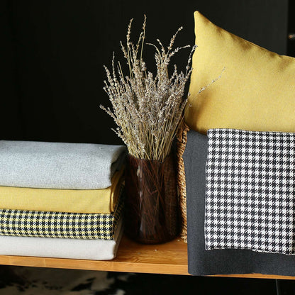 Set Of 4 Yellow Houndstooth Pillow Covers