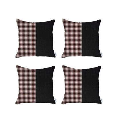 Set of Four 18" Black Throw Pillow Cover