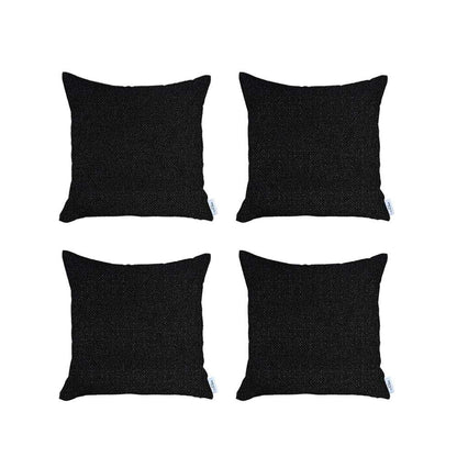 Set Of 4 Black Textured Pillow Covers