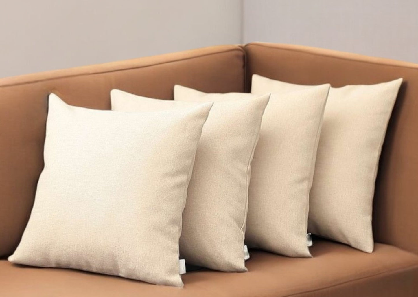 Set of Four Ivory Throw Pillow Covers