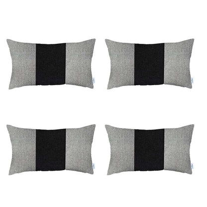 Set Of 4 White And Black Lumbar Pillow Covers