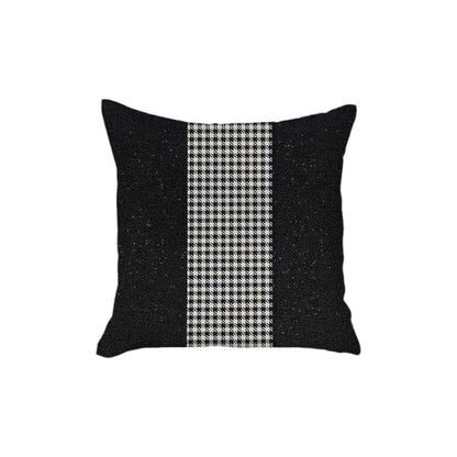 Set of Two 18" Black and White Houndstooth Fabric Throw Pillow Covers