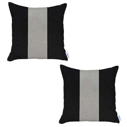 Set Of 2 Black And White Center Pillow Covers