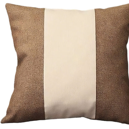 Set of Two 18" Brown and Ivory Throw Pillow Cover