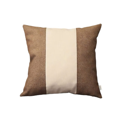 Set of Two 18" Brown and Ivory Throw Pillow Cover