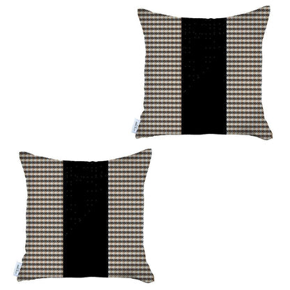 Set Of 2 Tan Houndstooth Pillow Covers