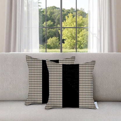 Set Of 2 Tan Houndstooth Pillow Covers