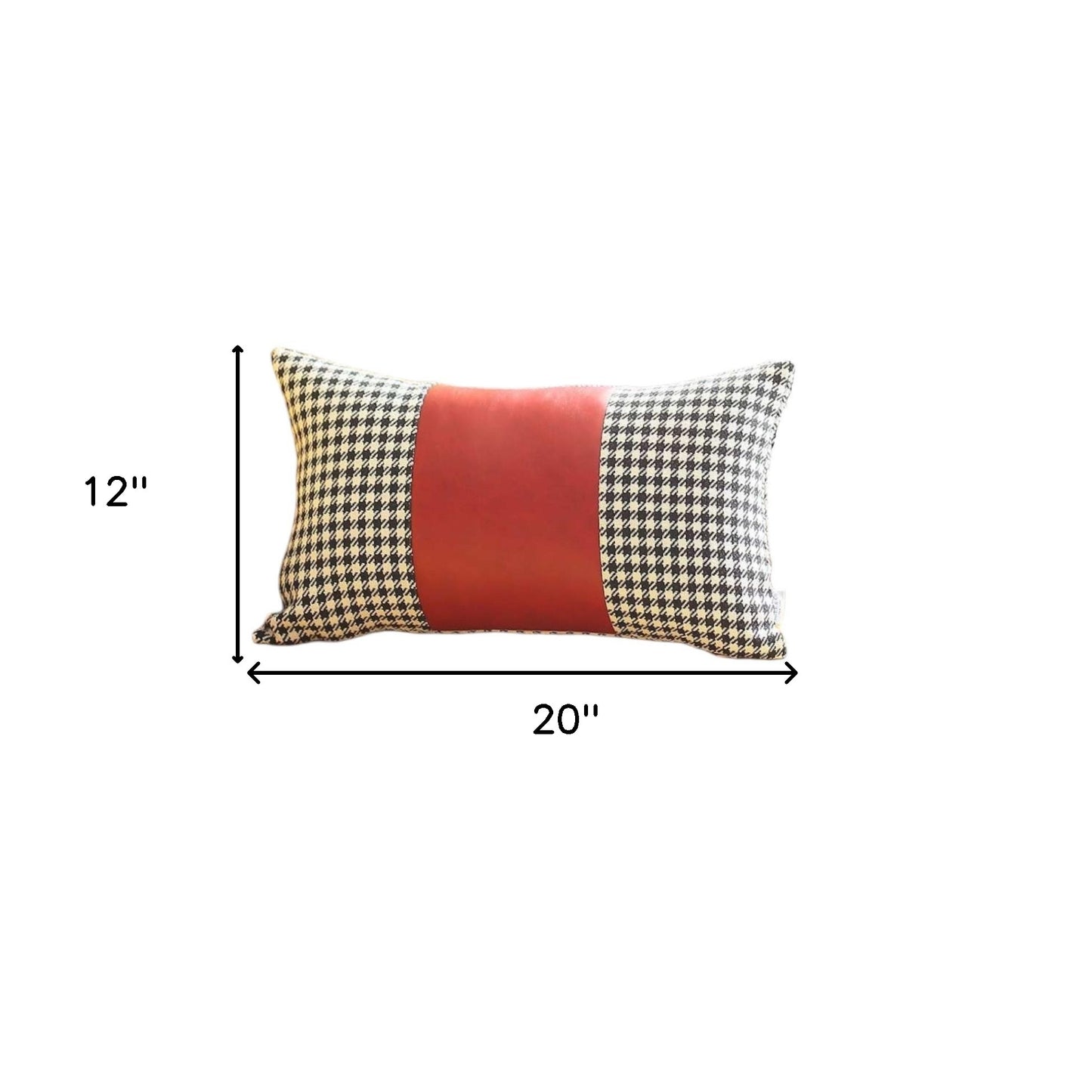 Set of Two 12" X 20" Red Black and White Houndstooth Lumbar Throw Pillow Covers