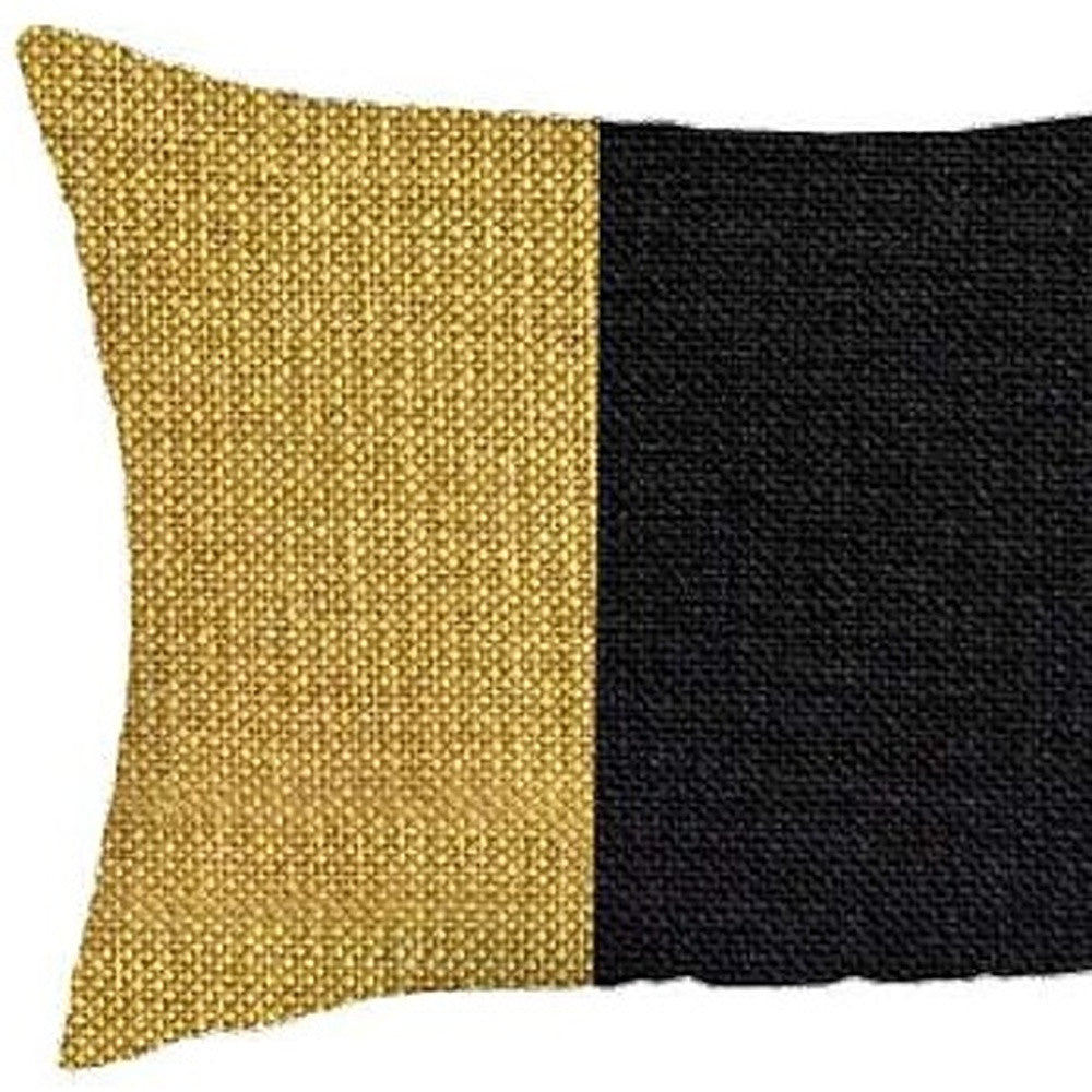 Set Of 2 Yellow And Black Lumbar Pillow Covers