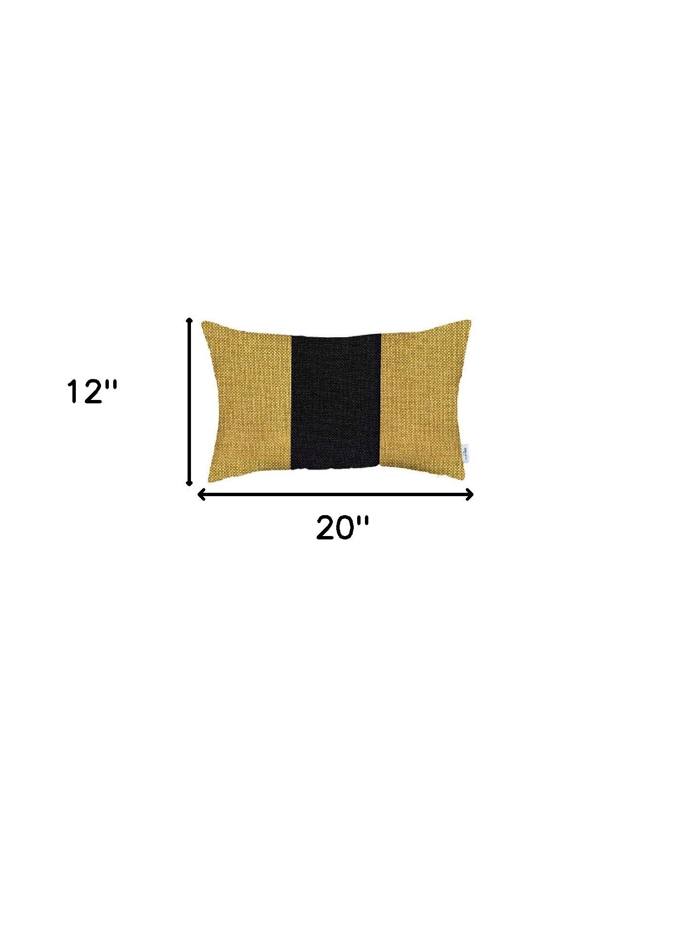 Set Of 2 Yellow And Black Lumbar Pillow Covers