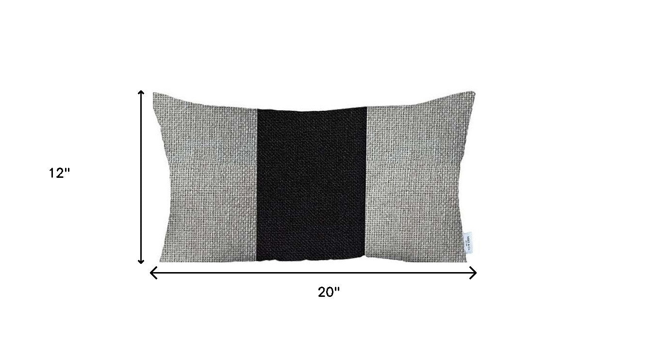 Set Of 2 White And Black Lumbar Pillow Covers