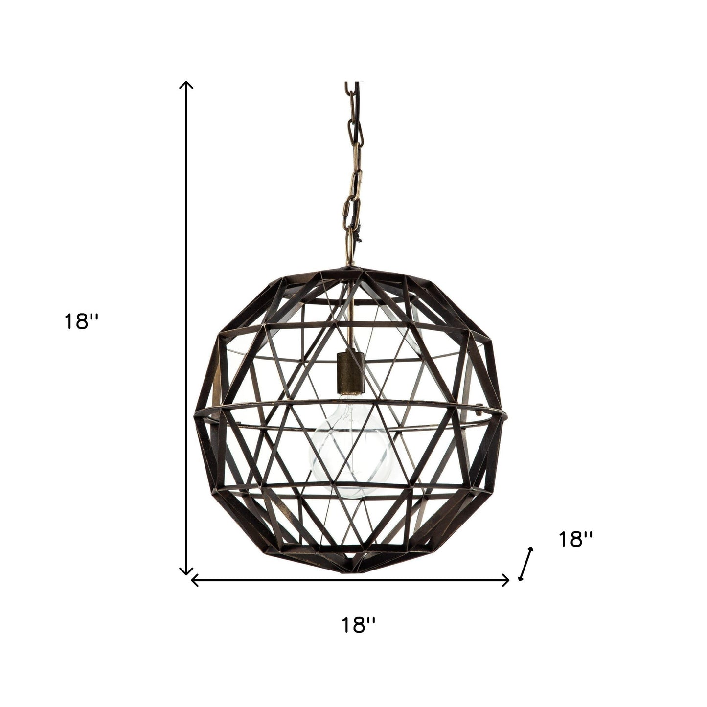 Black Metal Geometric Globe Hanging Light