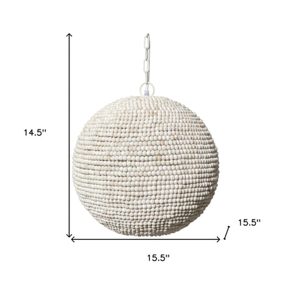 Whitewash Beaded Ball Hanging Light