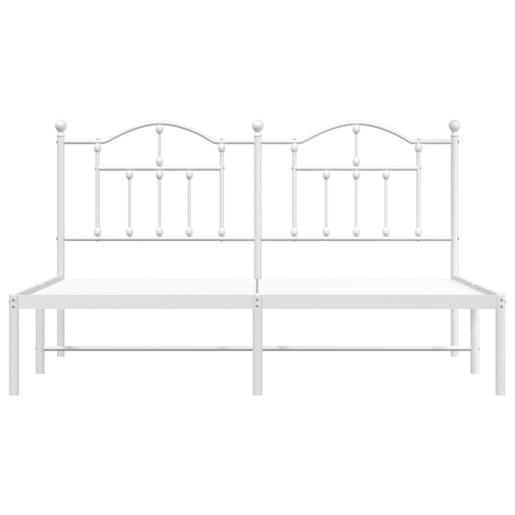 Metal Bed Frame without Mattress with Headboard White 72"x83.9"