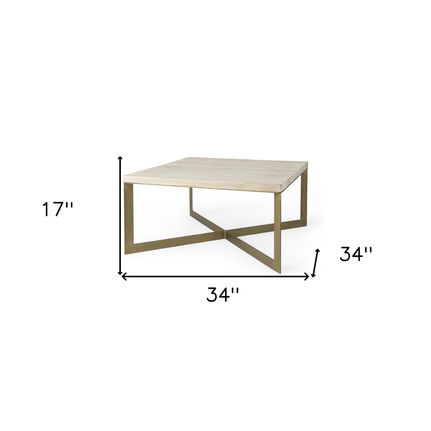 34" Beige Metal Square Coffee Table