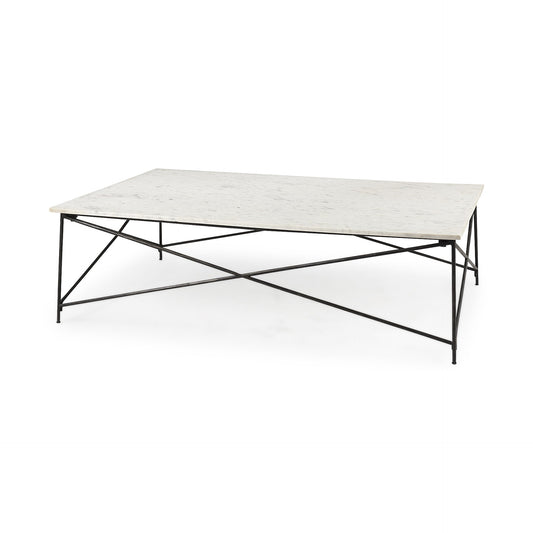 35" White Metal Coffee Table