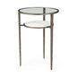 23" Bronze And Clear Glass And Metal Round End Table With Shelf