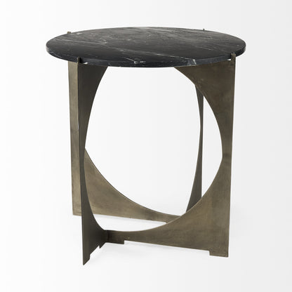 20" Black Marble Round End Table