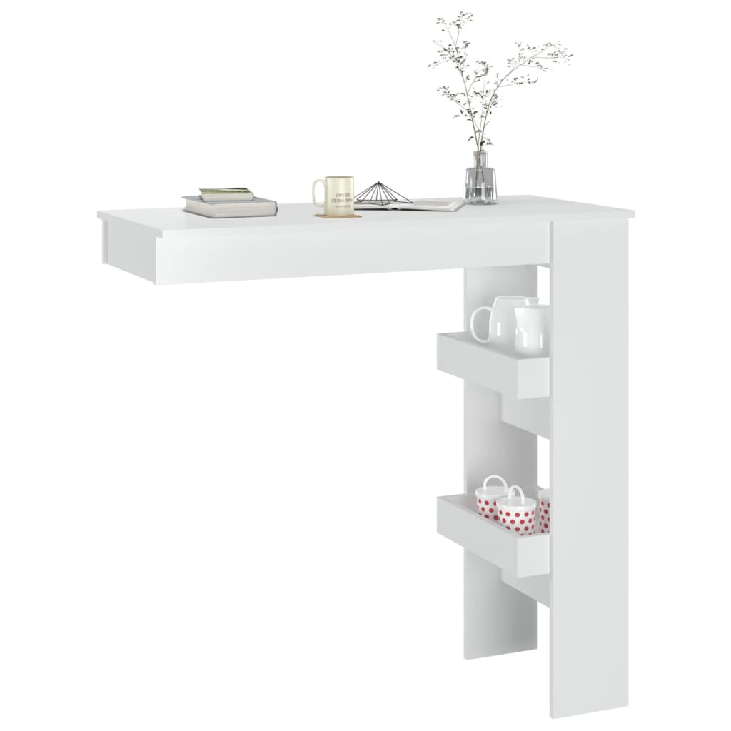 Wall Bar Table High Gloss White 40.2"x17.7"x40.7" Engineered Wood