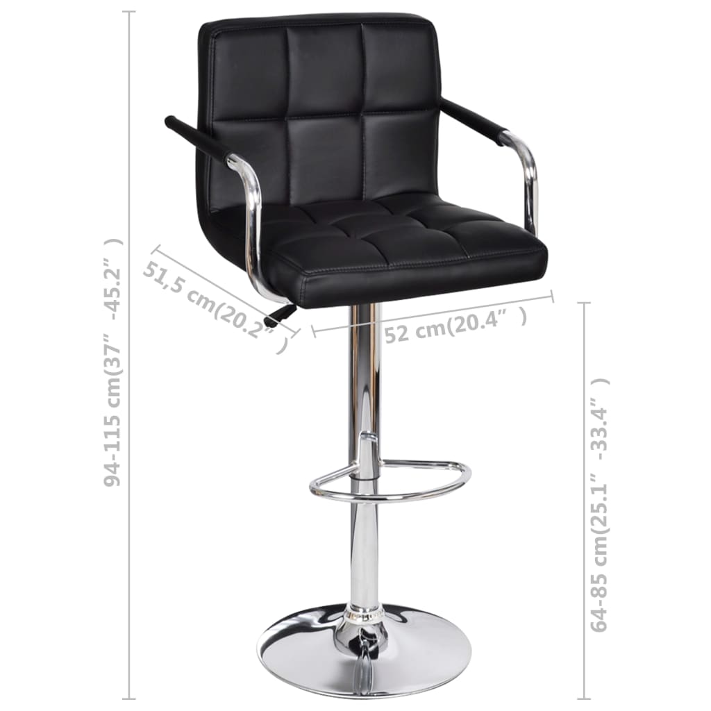 Bar Stools 2 pcs Black Faux Leather