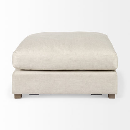 39" Beige Polyester And Brown Cocktail Ottoman