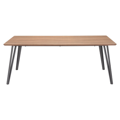 79" Wood Brown And Gray Steel Dining Table