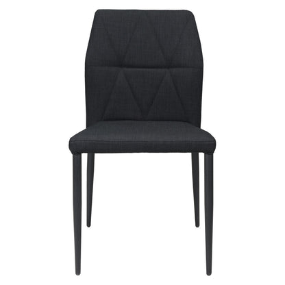 Set of Four Tufted Black Upholstered Fabric Dining Side Chairs