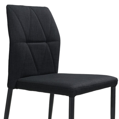 Set of Four Tufted Black Upholstered Fabric Dining Side Chairs