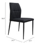 Set of Four Tufted Black Upholstered Fabric Dining Side Chairs