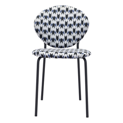 Set of Two Black and White And Black Upholstered Dining Side Chairs