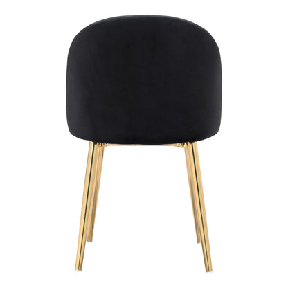 Set of Two Black And Gold Upholstered Polyester Dining Side chairs