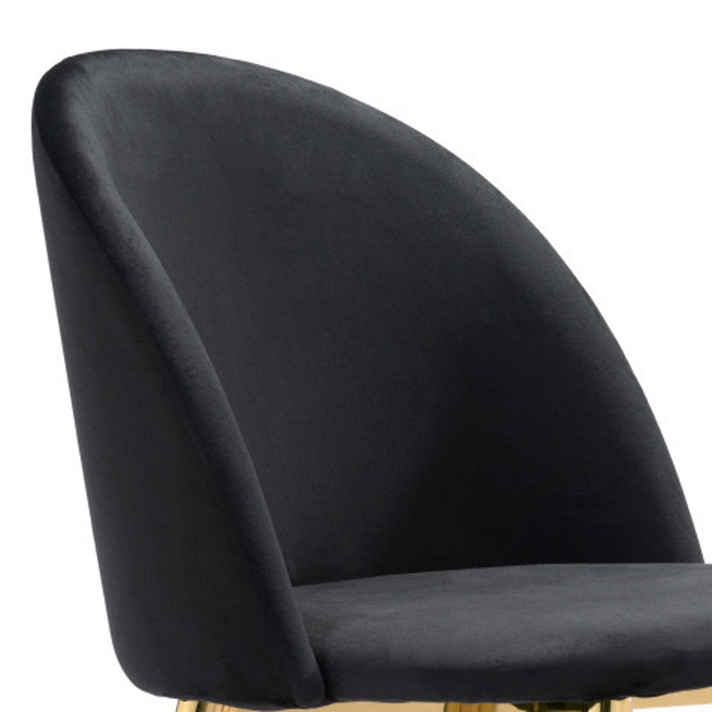 Set of Two Black And Gold Upholstered Polyester Dining Side chairs