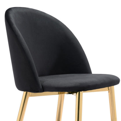 Set of Two Black And Gold Upholstered Polyester Dining Side chairs