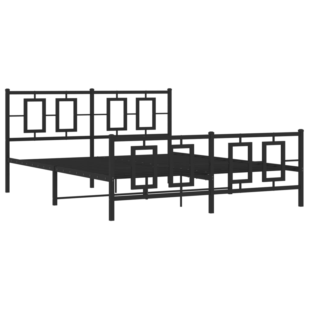 Metal Bed Frame without Mattress with Footboard Black 59.1"x78.7"