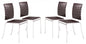 Set of Four Espresso And Silver Upholstered Faux Leather Open Back Dining Side Chairs