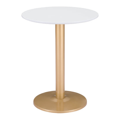 24" Gold And White Round End Table