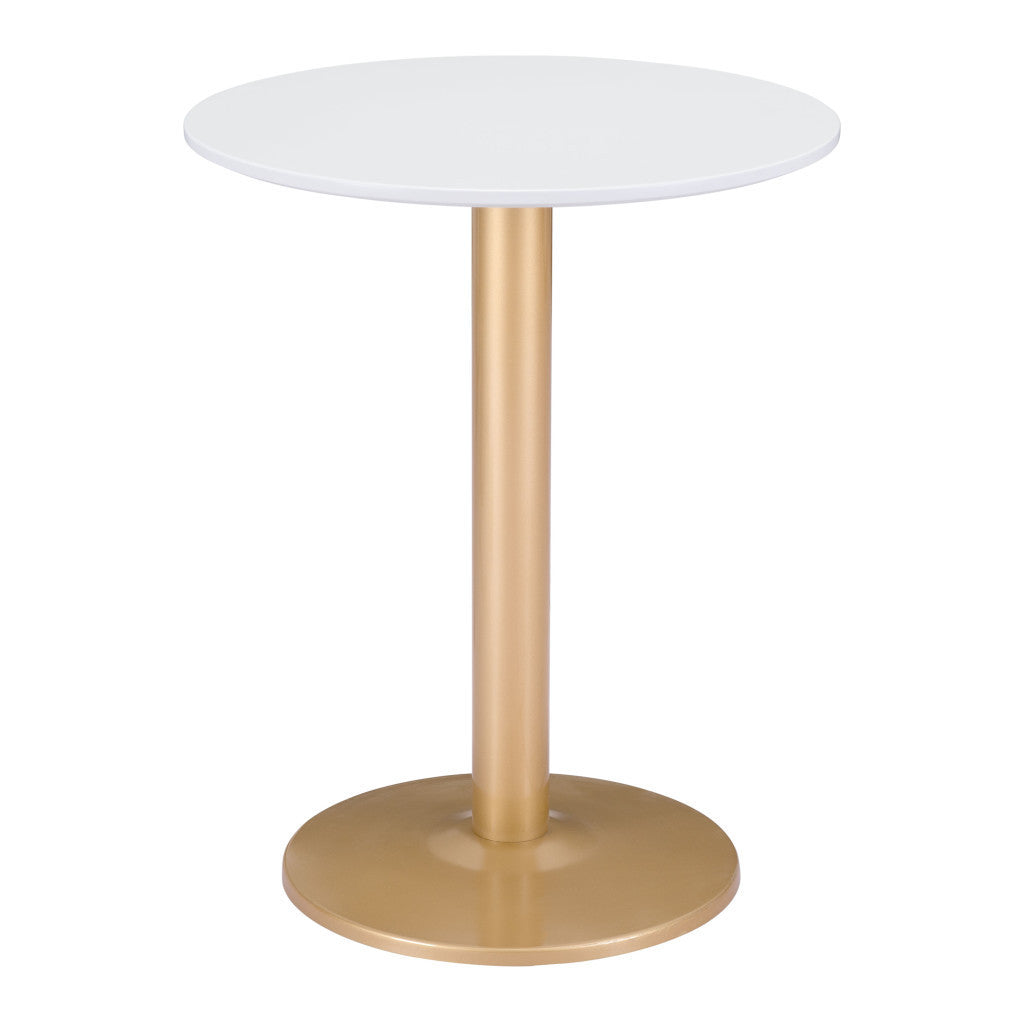 24" Gold And White Round End Table