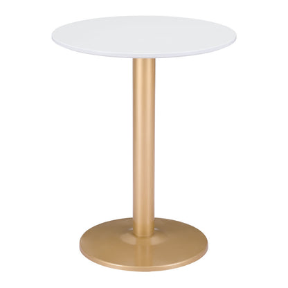 24" Gold And White Round End Table