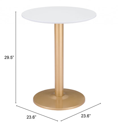 24" Gold And White Round End Table