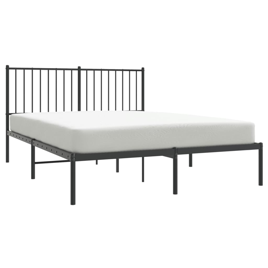 Metal Bed Frame without Mattress with Headboard Black 53.1"x74.8"