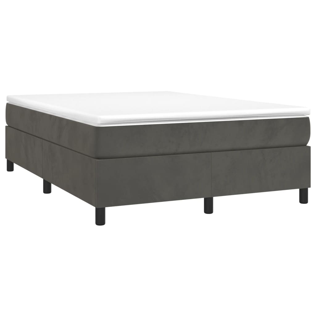 Box Spring Bed with Mattress Dark Gray 59.8"x79.9" Queen Velvet