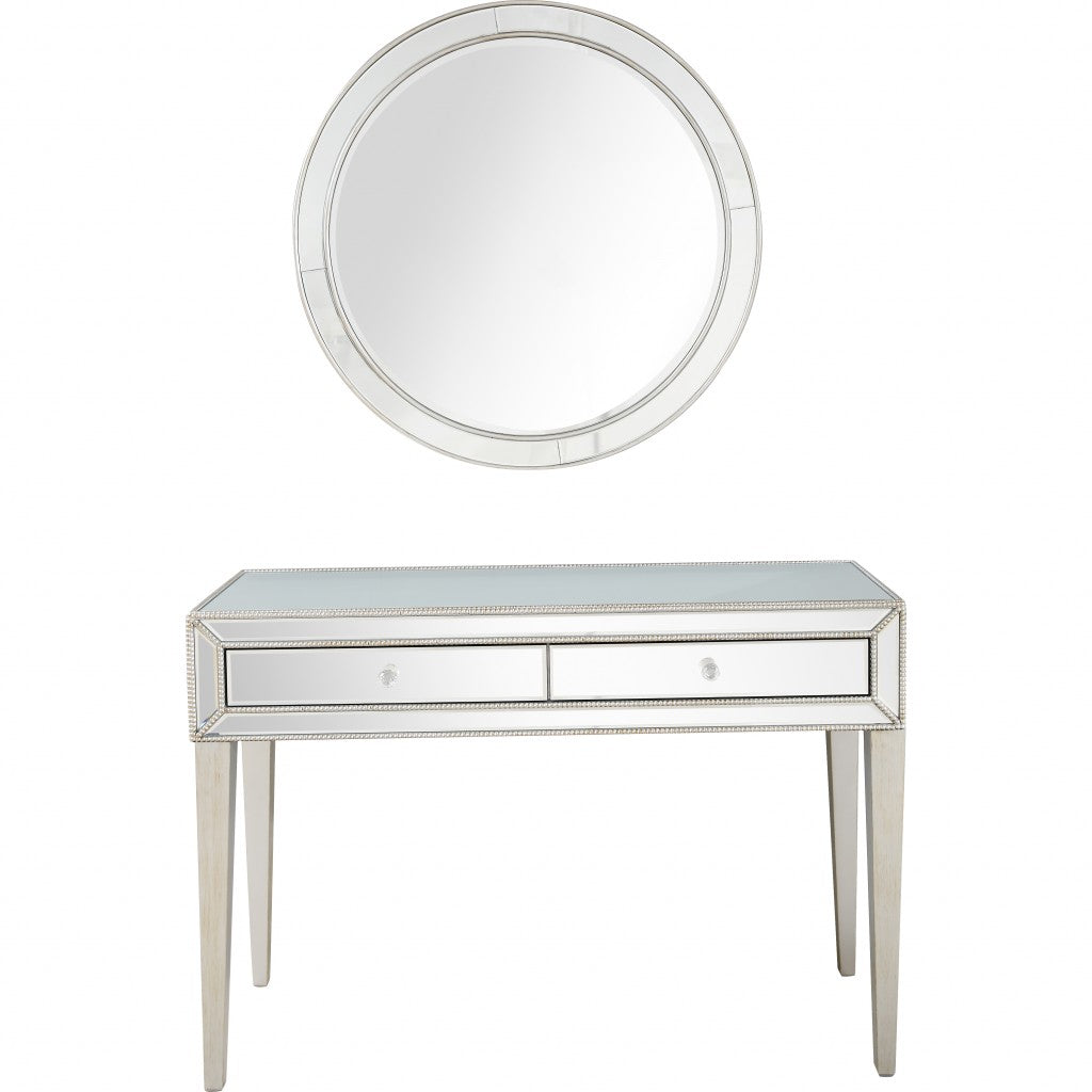 48" Silver Mirrored Glass Console Table