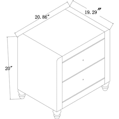 20" Beige Two Drawers Nightstand