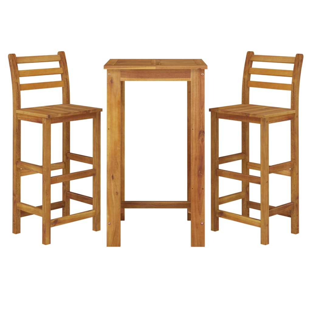 3 Piece Patio Bar Set Solid Wood Acacia