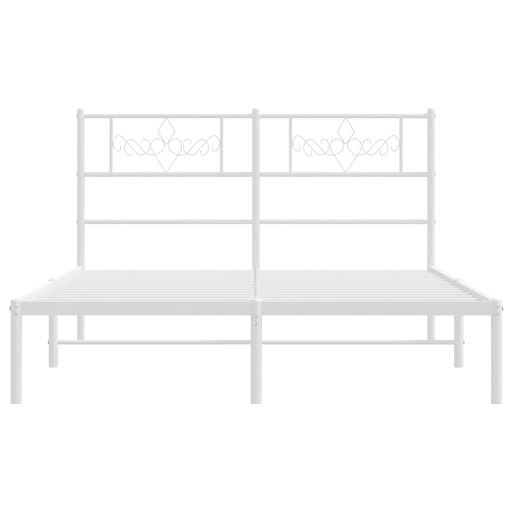 Metal Bed Frame without Mattress with Headboard White 53.1"x74.8"