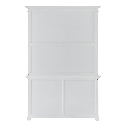 87" White Solid Wood Adjustable Two Tier Bookcase